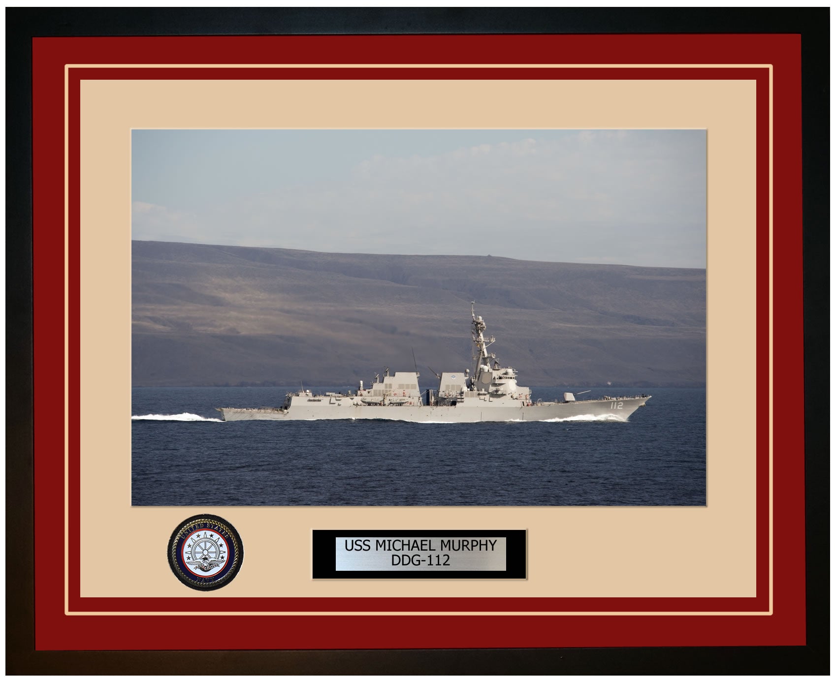 USS MICHAEL MURPHY DDG-112 Framed Navy Ship Photo Burgundy
