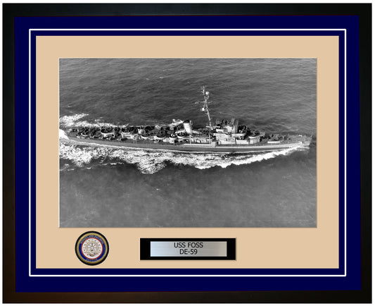USS Foss DE-59 Framed Navy Ship Photo Blue