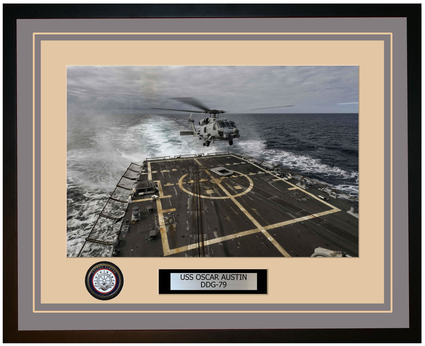 USS OSCAR AUSTIN DDG-79 Framed Navy Ship Photo Grey