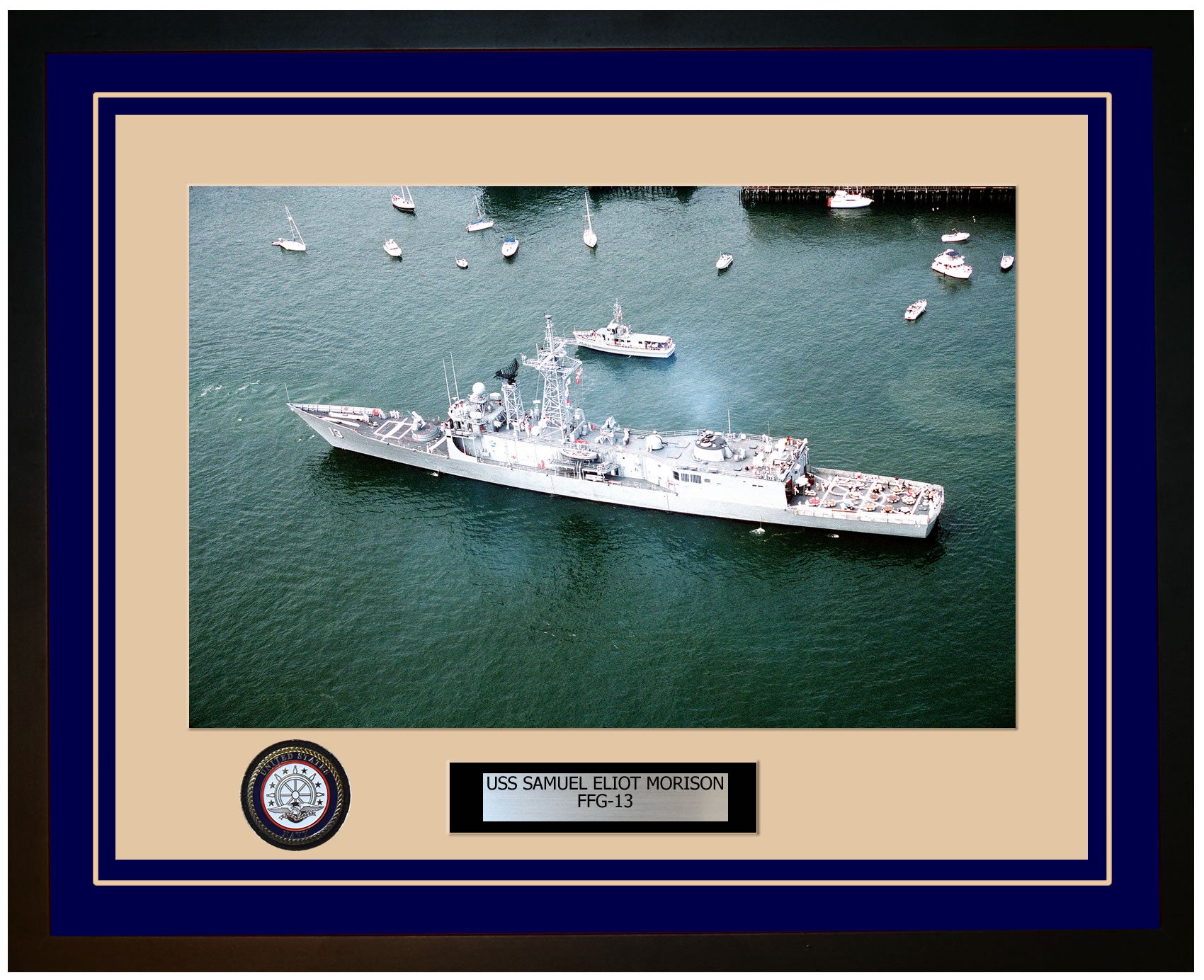 USS SAMUEL ELIOT MORISON FFG-13 Framed Navy Ship Photo Blue