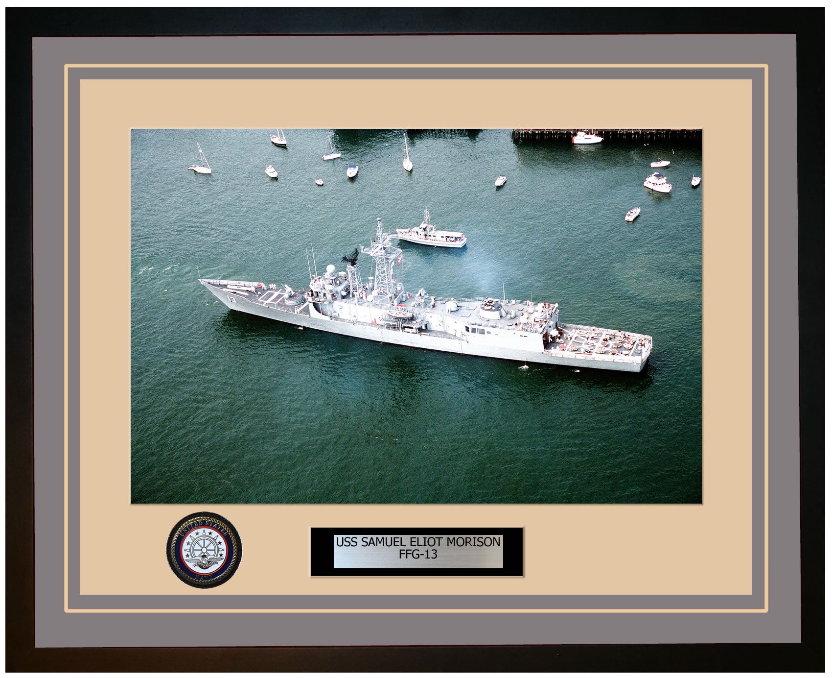 USS SAMUEL ELIOT MORISON FFG-13 Framed Navy Ship Photo Grey
