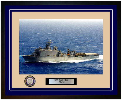 USS Oak Hill LSD-51 Framed Navy Ship Photo Blue