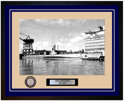 USS Dentuda SS-335 Framed Navy Ship Photo Blue
