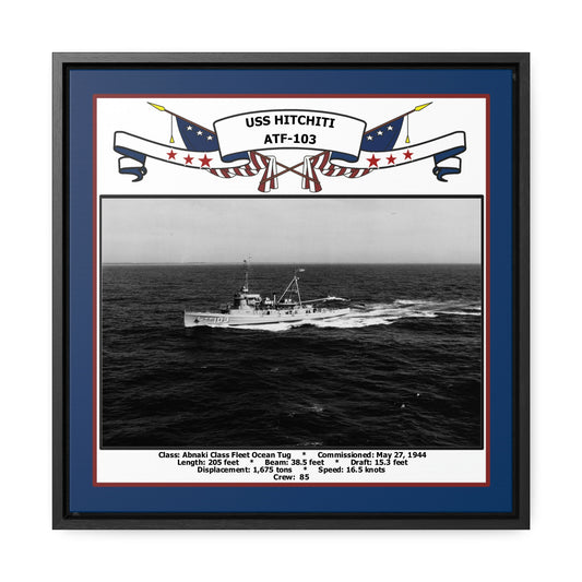 USS Hitchiti ATF-103 Navy Floating Frame Photo Front View