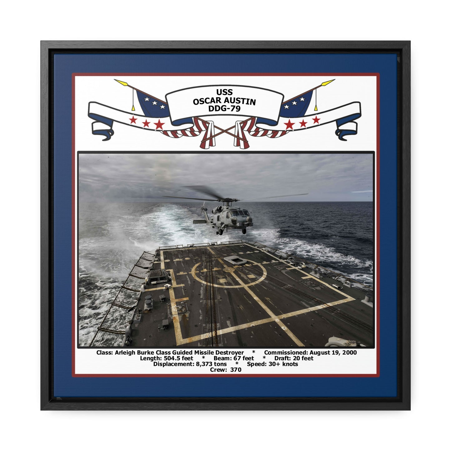 USS Oscar Austin DDG-79 Navy Floating Frame Photo Front View