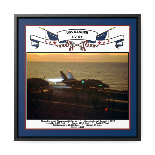 USS Ranger CV-61 Navy Floating Frame Photo Front View