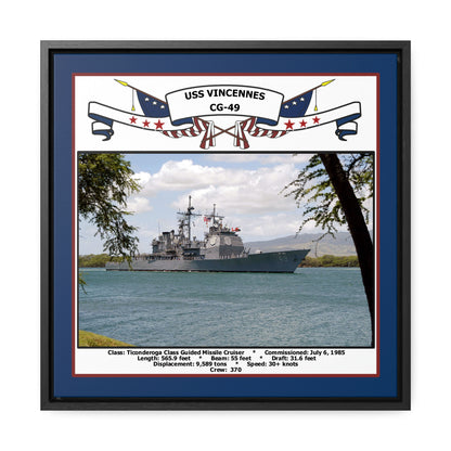 USS Vincennes CG-49 Navy Floating Frame Photo Front View