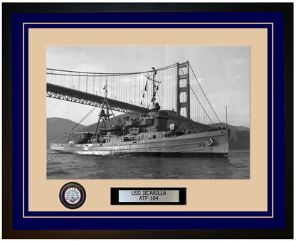 USS JICARILLA ATF-104 Framed Navy Ship Photo Blue