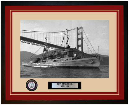 USS JICARILLA ATF-104 Framed Navy Ship Photo Burgundy