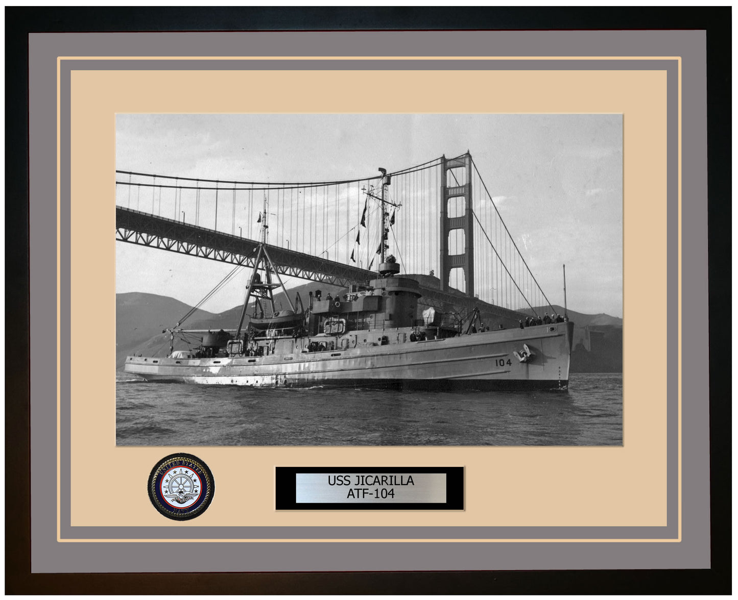 USS JICARILLA ATF-104 Framed Navy Ship Photo Grey