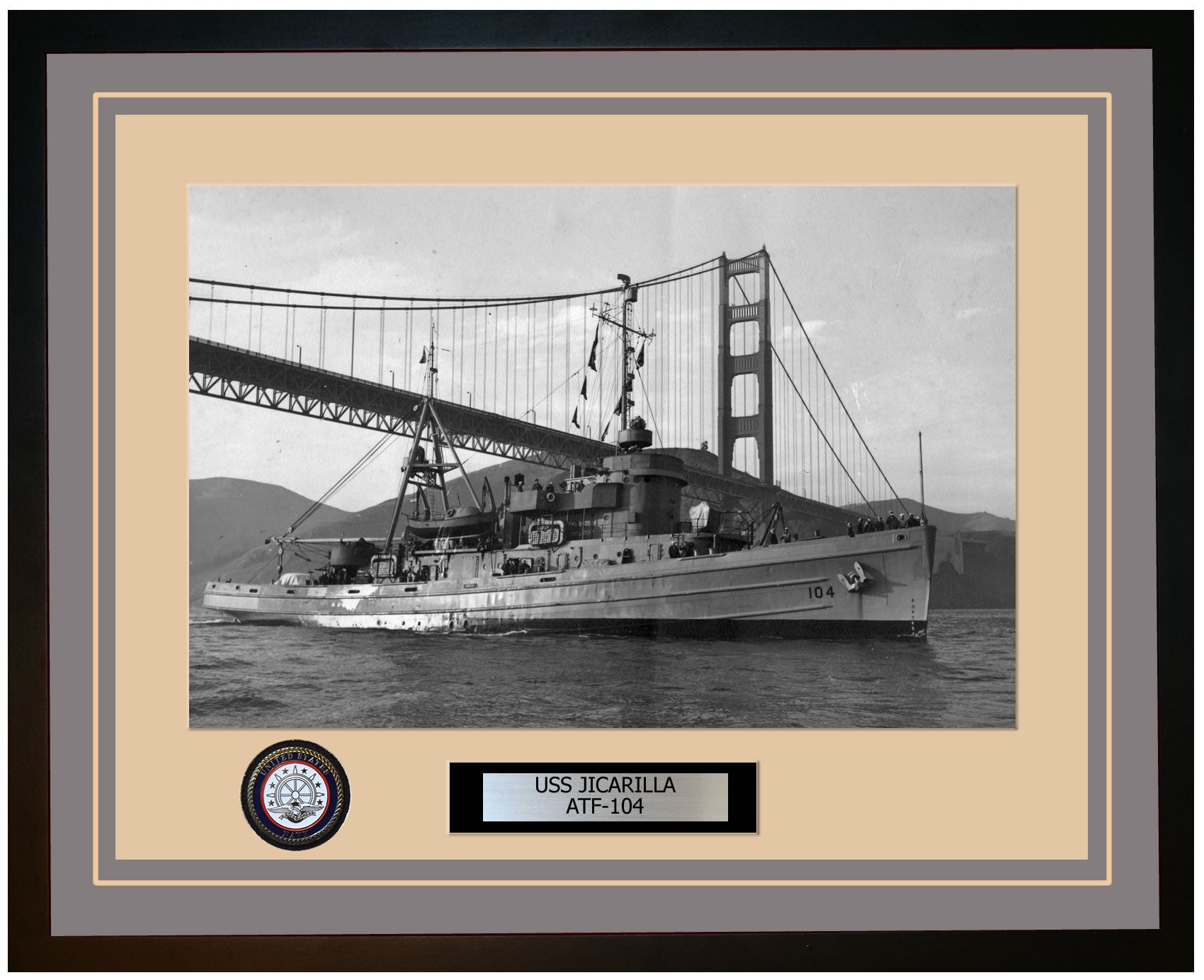 USS JICARILLA ATF-104 Framed Navy Ship Photo Grey