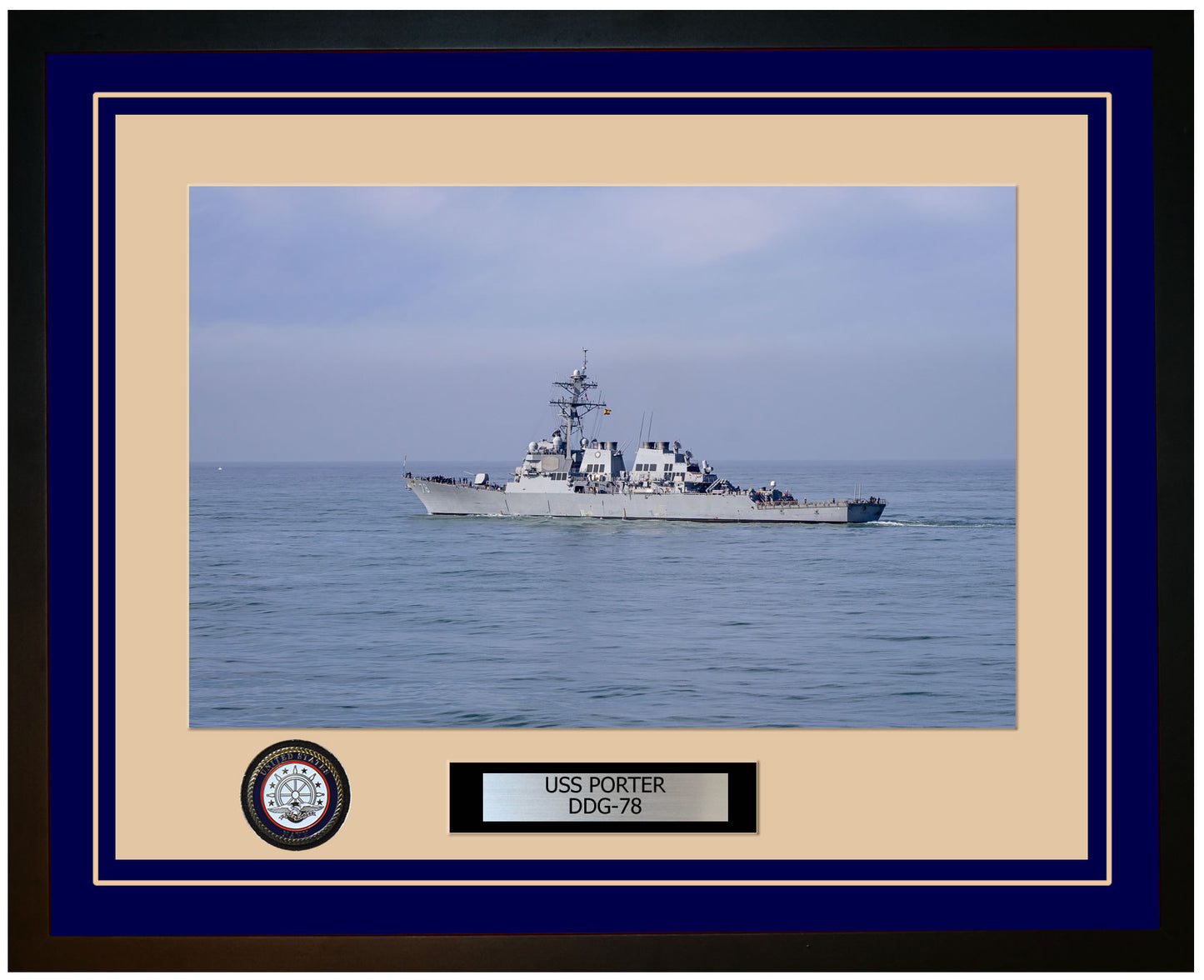 USS PORTER DDG-78 Framed Navy Ship Photo Blue