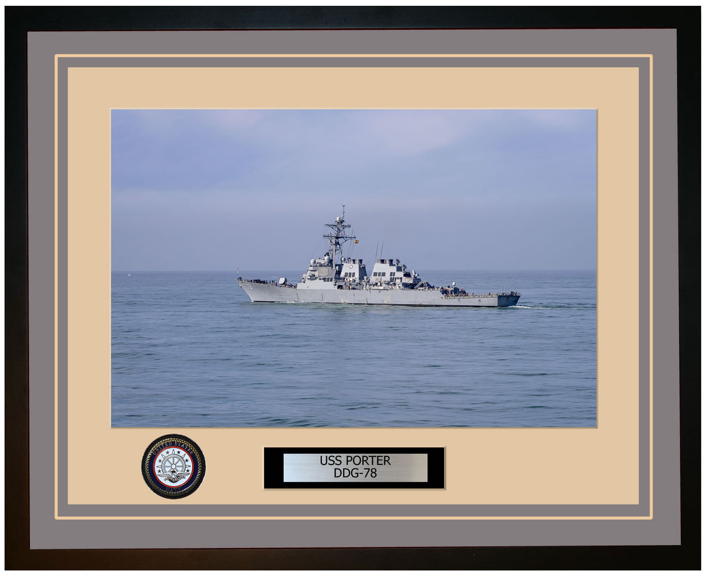 USS PORTER DDG-78 Framed Navy Ship Photo Grey