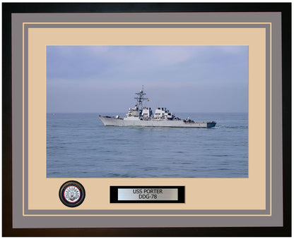 USS PORTER DDG-78 Framed Navy Ship Photo Grey