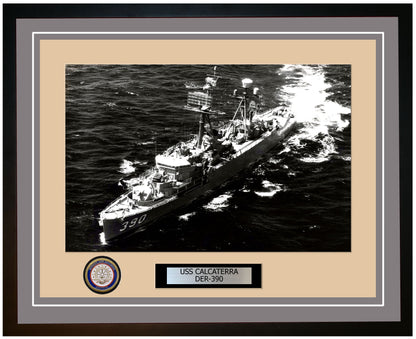 USS Calcaterra DER-390 Framed Navy Ship Photo Grey