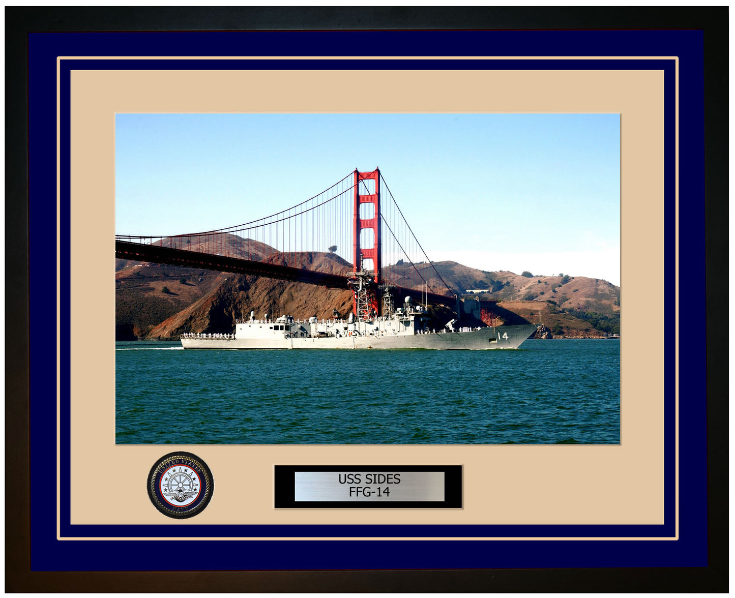 USS SIDES FFG-14 Framed Navy Ship Photo Blue