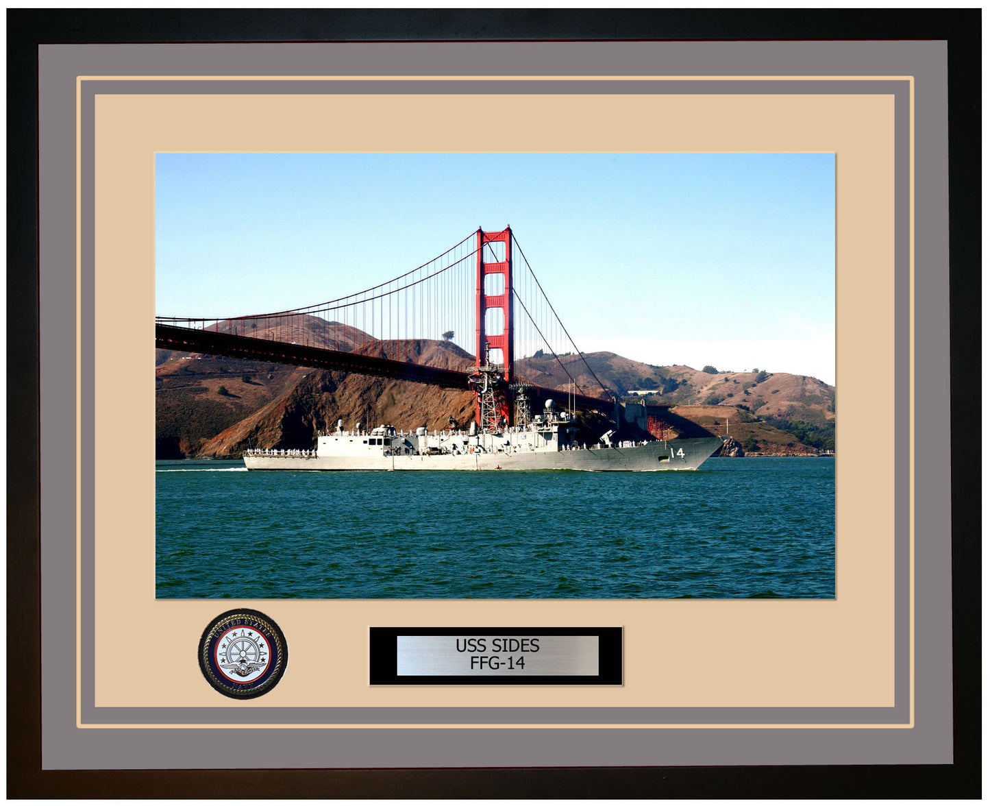 USS SIDES FFG-14 Framed Navy Ship Photo Grey