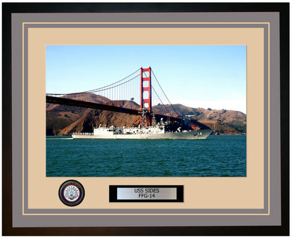 USS SIDES FFG-14 Framed Navy Ship Photo Grey