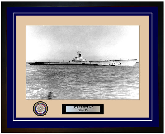 USS Capitaine SS-336 Framed Navy Ship Photo Blue