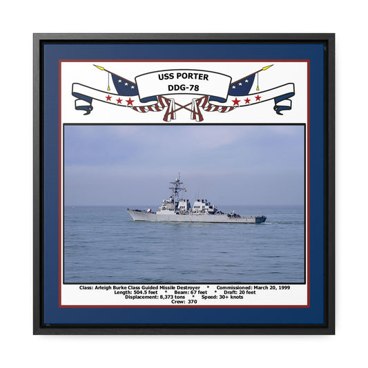 USS Porter DDG-78 Navy Floating Frame Photo Front View