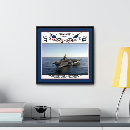 USS Ranger CV-61 Navy Floating Frame Photo Desk View