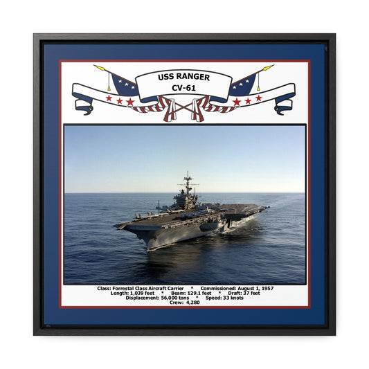 USS Ranger CV-61 Navy Floating Frame Photo Front View