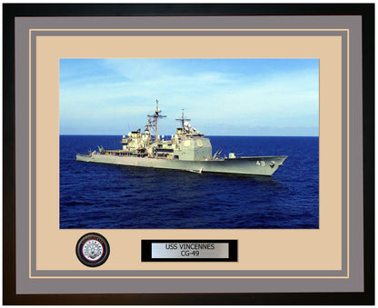 USS VINCENNES CG-49 Framed Navy Ship Photo Grey
