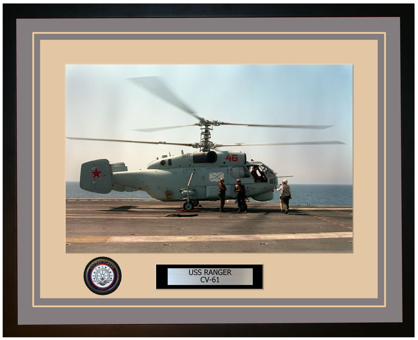 USS RANGER CV-61 Framed Navy Ship Photo Grey