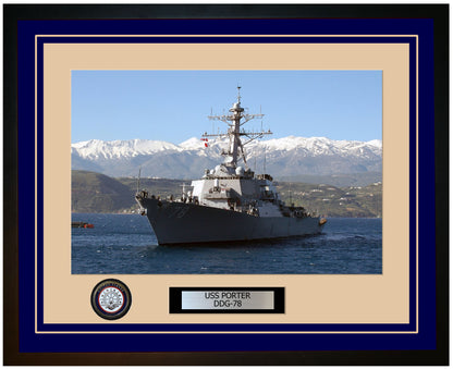 USS PORTER DDG-78 Framed Navy Ship Photo Blue