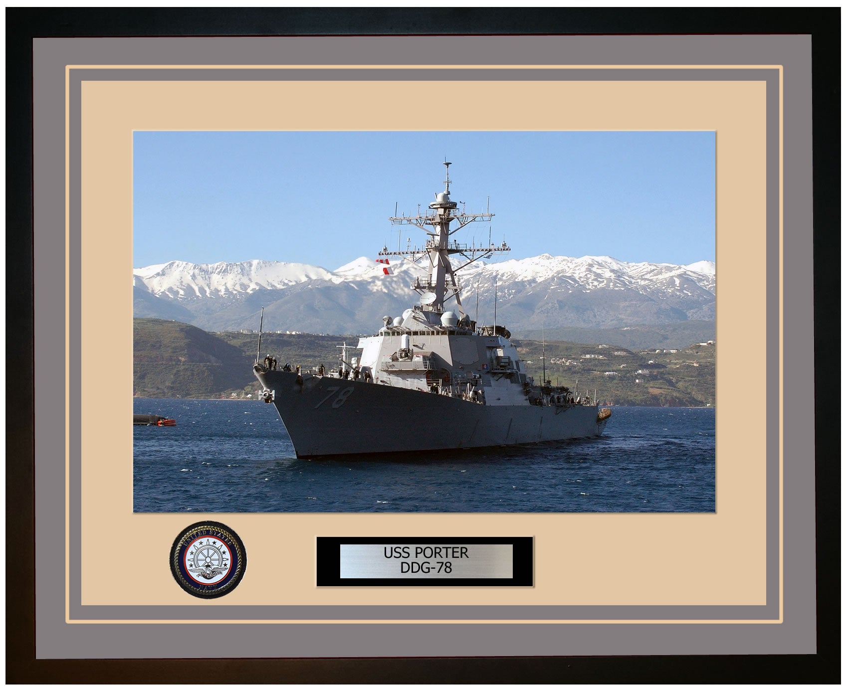 USS PORTER DDG-78 Framed Navy Ship Photo Grey