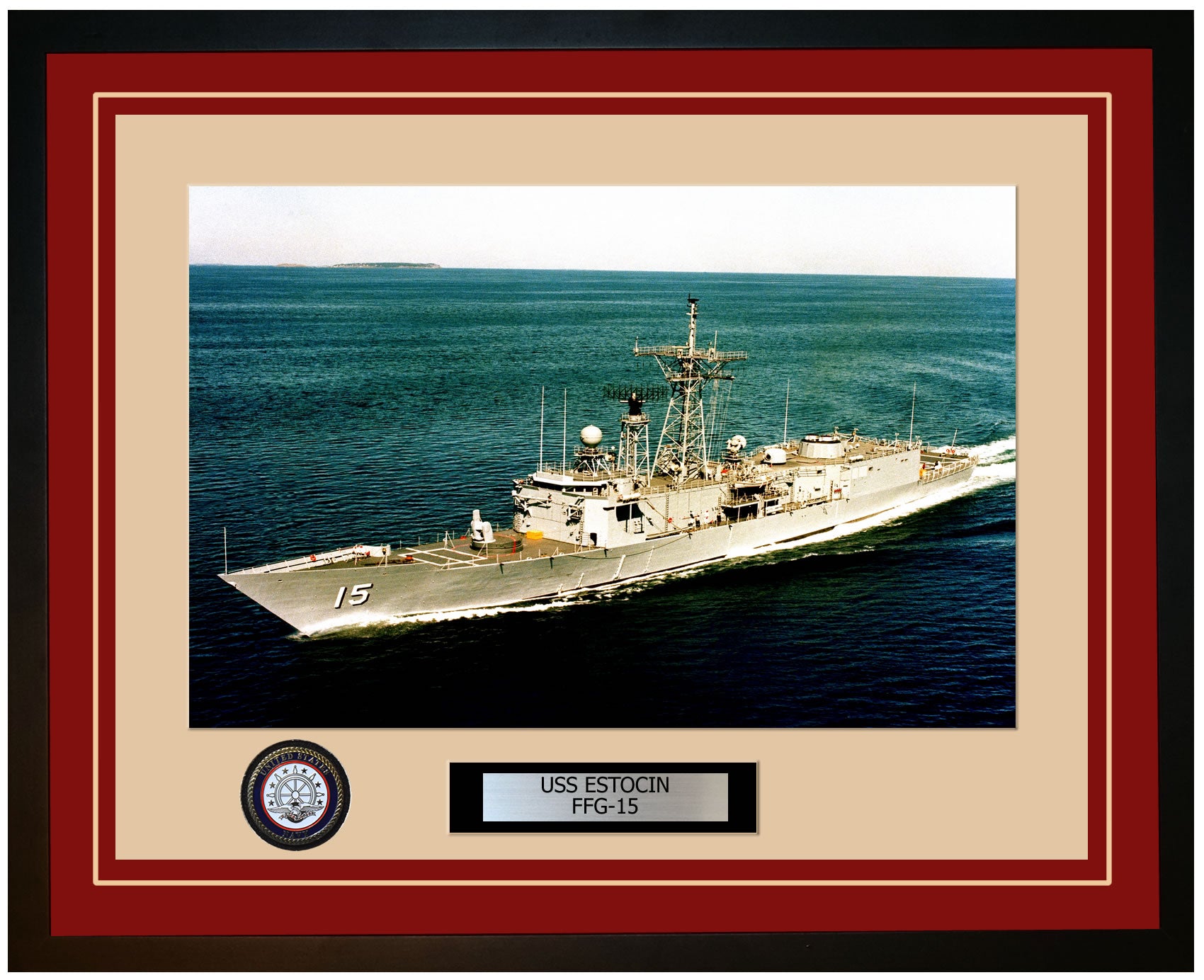 USS ESTOCIN FFG-15 Framed Navy Ship Photo Burgundy