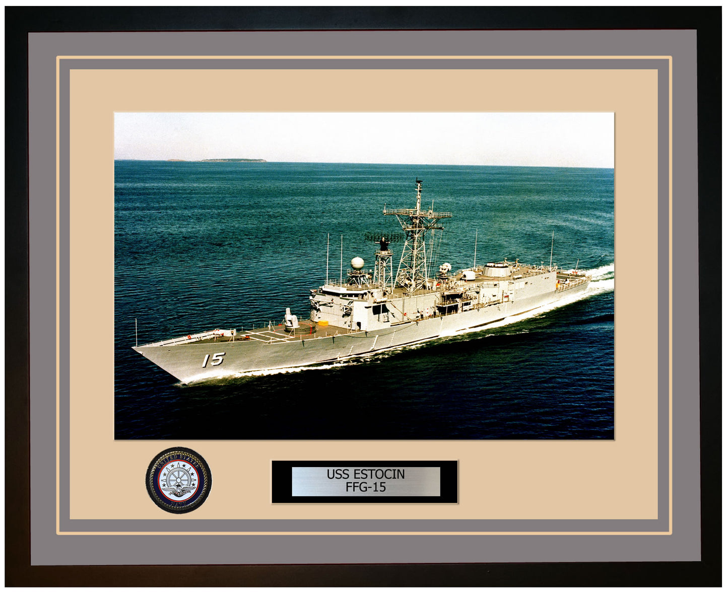 USS ESTOCIN FFG-15 Framed Navy Ship Photo Grey