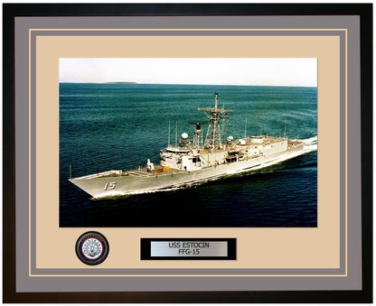 USS ESTOCIN FFG-15 Framed Navy Ship Photo Grey