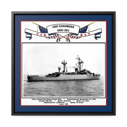 USS Chambers DER-391 Navy Floating Frame Photo Front View