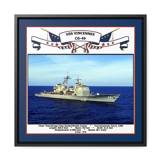 USS Vincennes CG-49 Navy Floating Frame Photo Front View