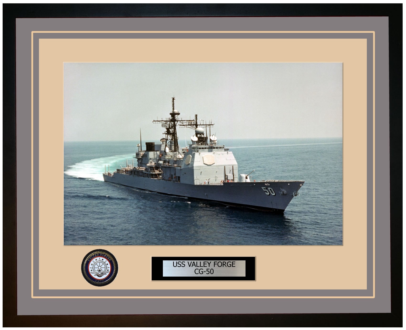 USS VALLEY FORGE CG-50 Framed Navy Ship Photo Grey