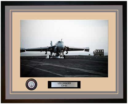 USS RANGER CV-61 Framed Navy Ship Photo Grey