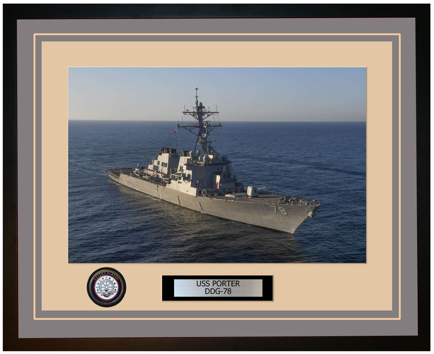 USS PORTER DDG-78 Framed Navy Ship Photo Grey