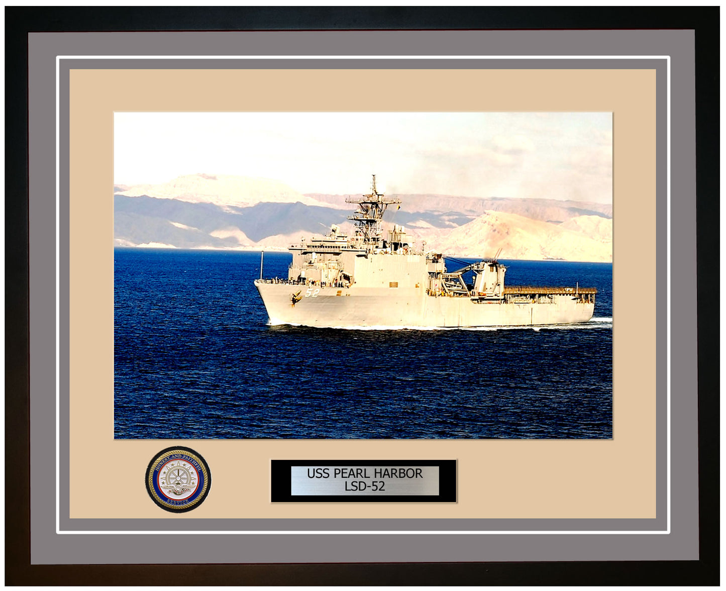 USS Pearl Harbor LSD-52 Framed Navy Ship Photo Grey