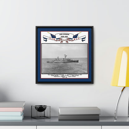 USS Hissem DER-400 Navy Floating Frame Photo Desk View