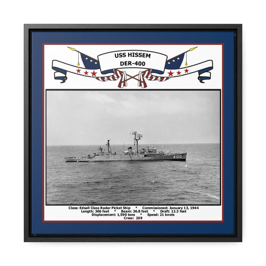 USS Hissem DER-400 Navy Floating Frame Photo Front View
