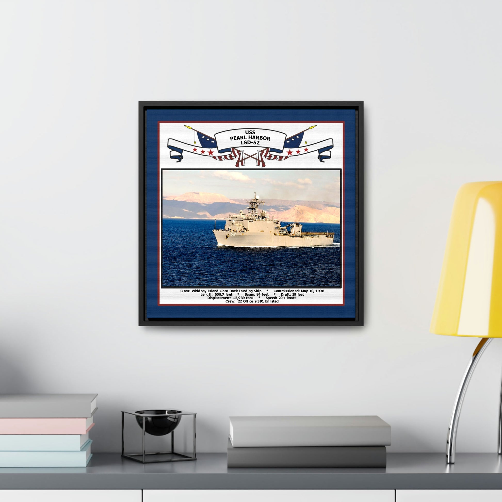 USS Pearl Harbor LSD-52 Navy Floating Frame Photo Desk View