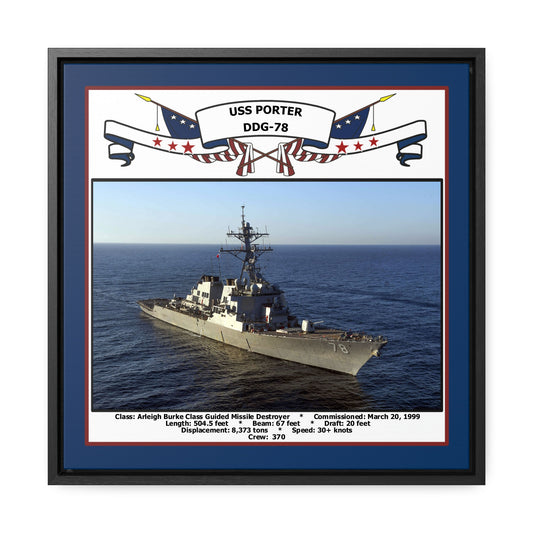 USS Porter DDG-78 Navy Floating Frame Photo Front View