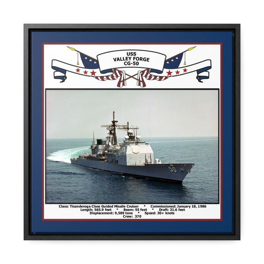 USS Valley Forge CG-50 Navy Floating Frame Photo Front View