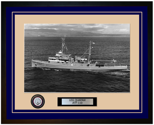 USS QUAPAW ATF-110 Framed Navy Ship Photo Blue