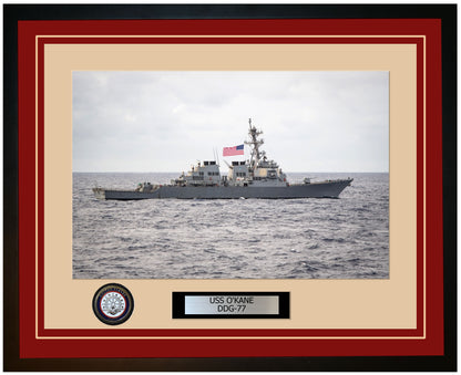 USS O'KANE DDG-77 Framed Navy Ship Photo Burgundy