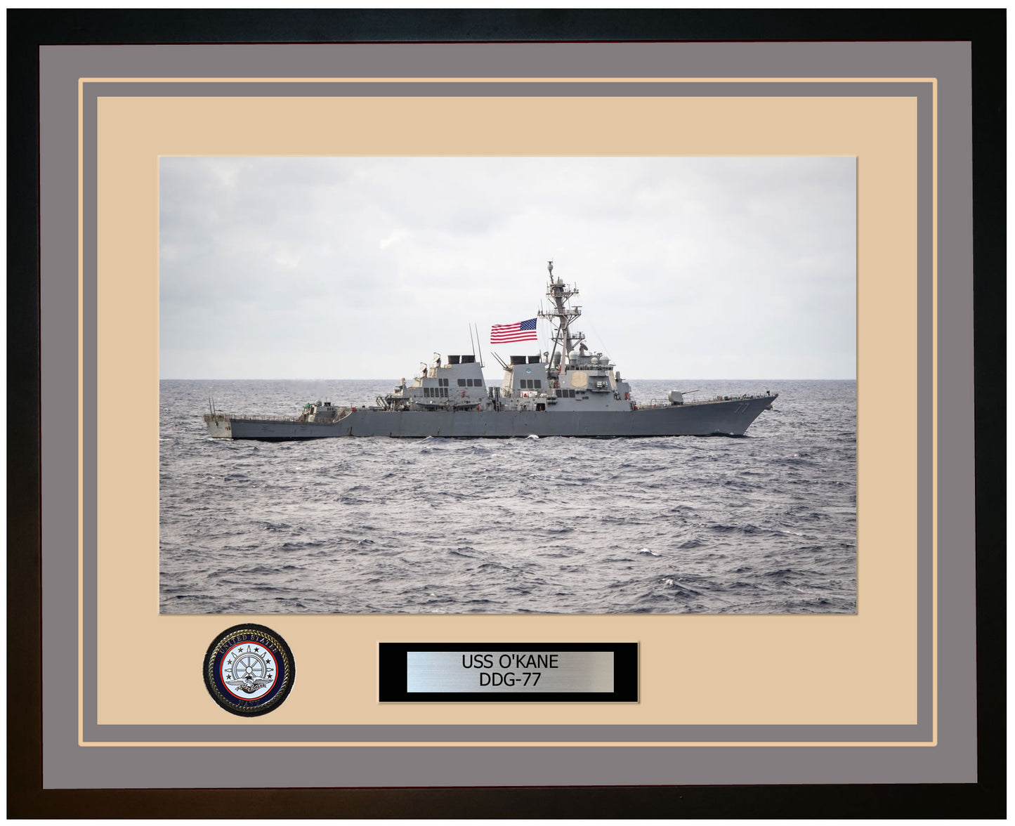 USS O'KANE DDG-77 Framed Navy Ship Photo Grey