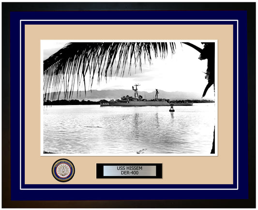 USS Hissem DER-400 Framed Navy Ship Photo Blue
