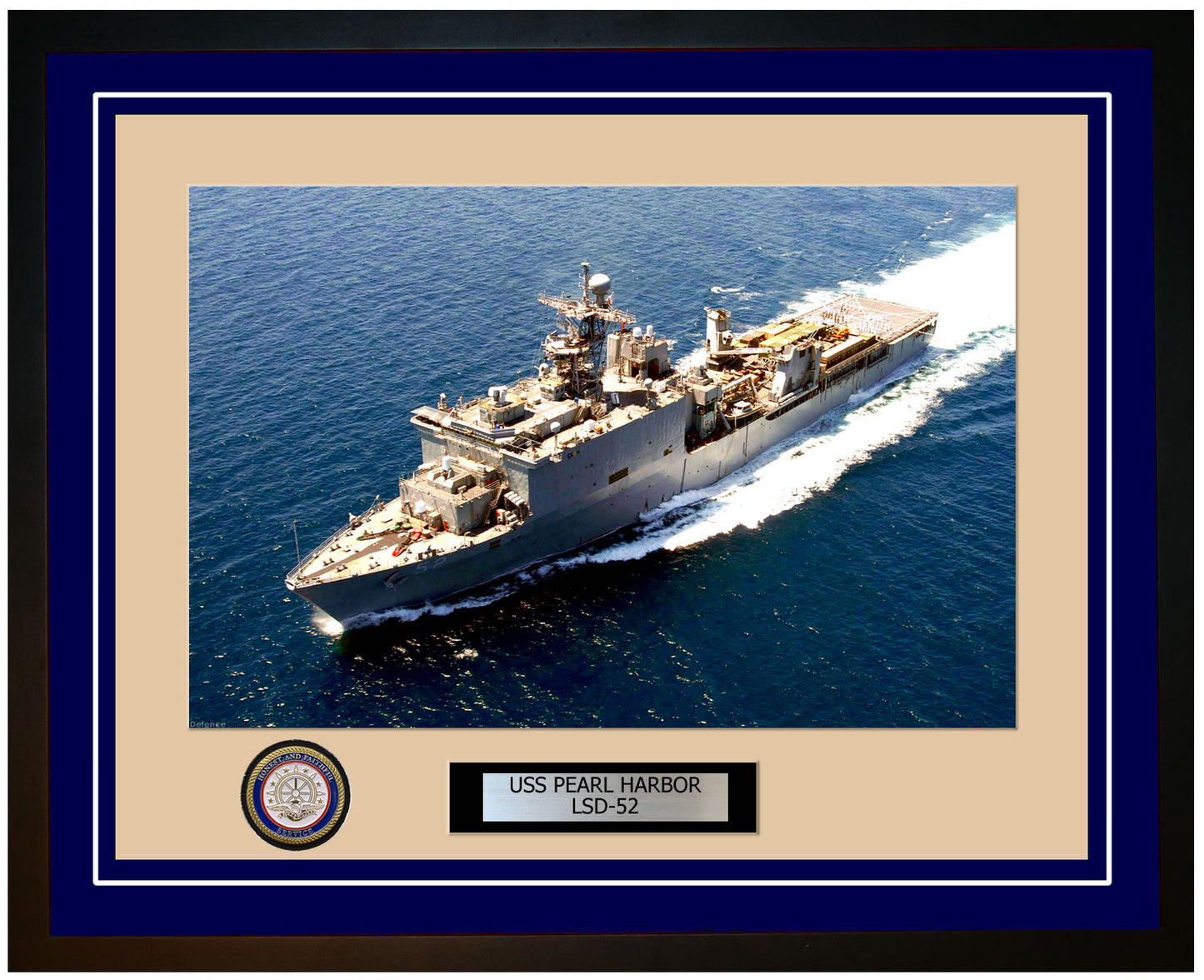 USS Pearl Harbor LSD-52 Framed Navy Ship Photo Blue