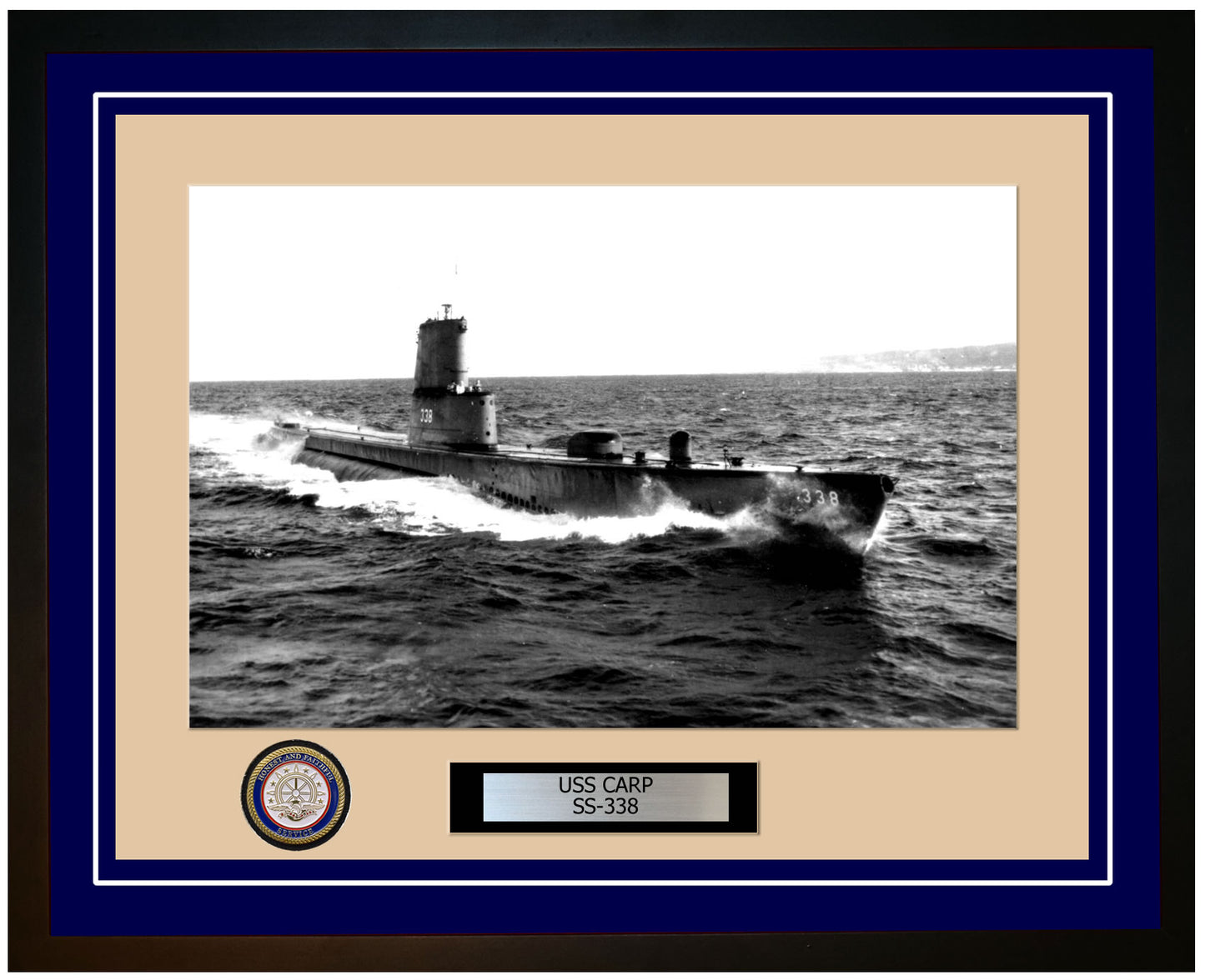 USS Carp SS-338 Framed Navy Ship Photo Blue